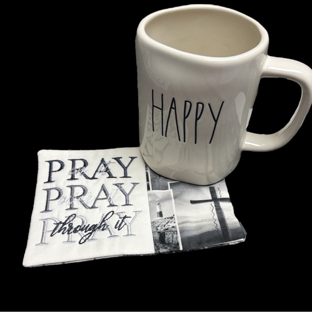 Hand Crafted Mug Rug Coaster Embroidered Cotton Fabric Padded Absorbs Liquid - Picture 6 of 12